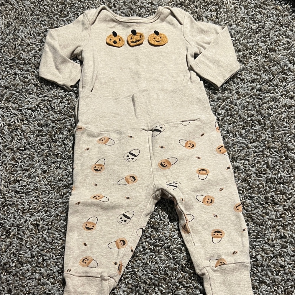 Neutral Pumpkin Print Kids One Piece